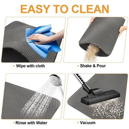 17" x 23" Cat Litter Mat Trapping Match, Honeycomb Double Layer Design, Urine-Proof and Water Proof, Scatter Control, Easier to Clean & Washable