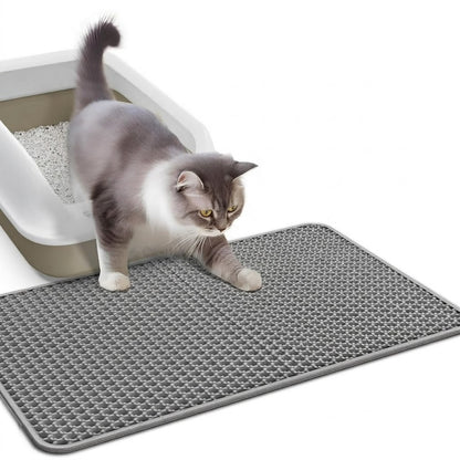 Gray 21" x 29" Cat Litter Mat Trapping Match, Honeycomb Double Layer Design, Urine-Proof and Water Proof, Scatter Control, Easier to Clean & Washable