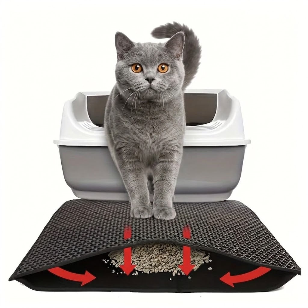 17" x 23" Cat Litter Mat Trapping Match, Honeycomb Double Layer Design, Urine-Proof and Water Proof, Scatter Control, Easier to Clean & Washable
