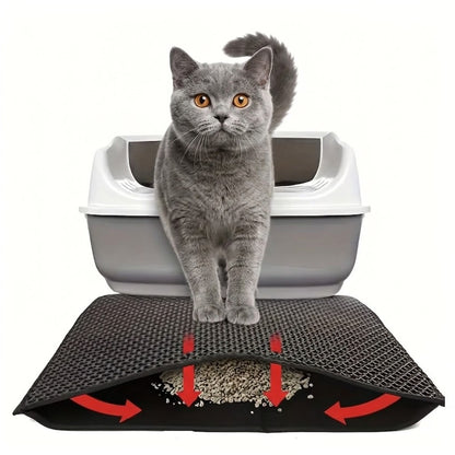 17" x 23" Cat Litter Mat Trapping Match, Honeycomb Double Layer Design, Urine-Proof and Water Proof, Scatter Control, Easier to Clean & Washable