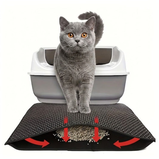 17" x 23" Cat Litter Mat Trapping Match, Honeycomb Double Layer Design, Urine-Proof and Water Proof, Scatter Control, Easier to Clean & Washable